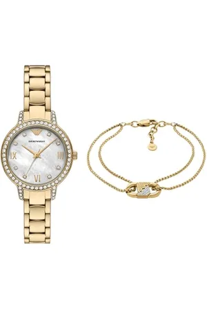 Emporio Armani Donna Orologio in Acciaio Inossidabile Dorato e Bracciale, Set