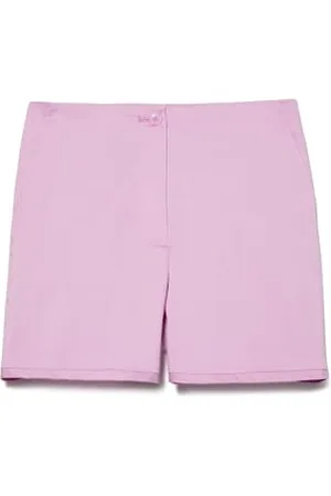 Sisley 4ed4l901a Pantaloncini in Cotone Elasticizzato, Vita Regolare, Tasche Menswear, Motivo sul Fondo, Colore: Rosa, 44 Donna
