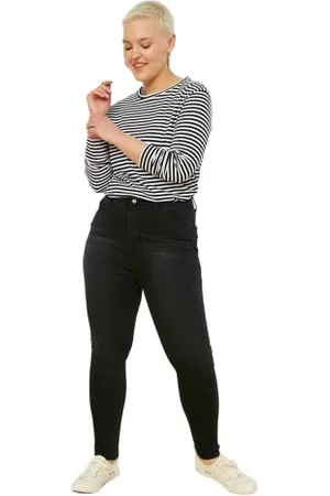 Trendyol High Waist Skinny Plus Size Jeans, Black, 48 Donna