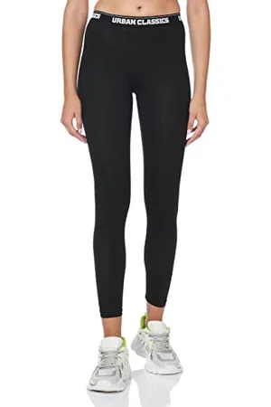 Urban classics Damen Ladies Logo Leggings, Black, 42 (Herstellergröße: XL)