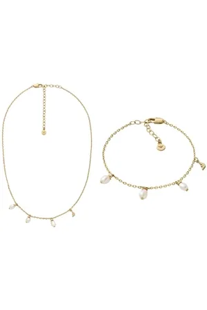 Emporio Armani Donna Collana e Bracciale in Ottone Dorato, Set