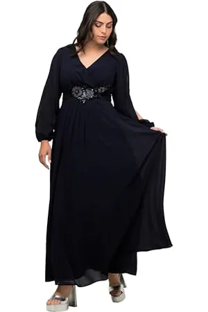 Ulla Popken Abito con Maniche Lunghe e Spacco Abiti, , 56-58 Donna
