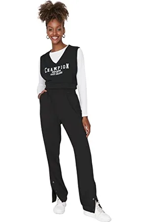 Trendyol Herren Hoher Bund Loose Jogger Jogginghose Pantaloni della Tuta, Black, S da Donna
