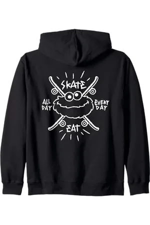 Sesamstraat Skate All Day Every Day White, Felpa con Cappuccio