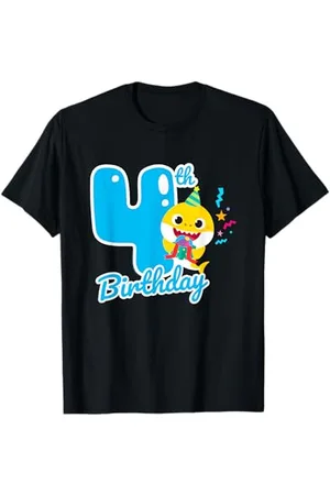 Baby Shark 4° Compleanno Blu 4 anni Maglietta