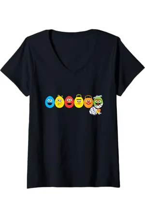 Sesamstraat Donna 6 Good Easter Eggs Characters Maglietta con Collo a V