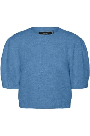 VERO MODA Vmnovah SS O-Neck Puff Pullover Ga Noos Maglione Lavorato a Maglia, , M Donna