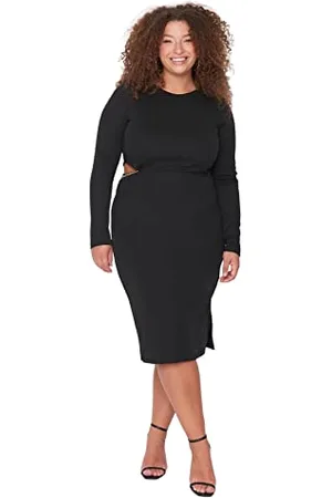 Trendyol Midi Bodycon Fitted Plus Size Dress Vestito, , 4XL Donna