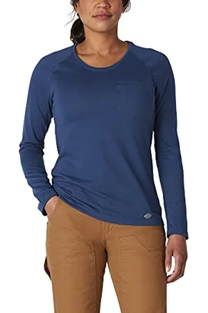 Dickies W Protect Temp Iq Cooling Ls Pocket Tee, Maglietta Donna, (Dynamic Blue), L