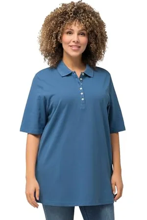 Ulla Popken Poloshirt, piqué, Polokragen, Samt-Knopfleiste, Halbarm Maglietta, , 48/50 IT Donna