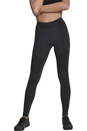 Urban classics Ladies Tech Biker Leggings, Leggings Donna, (Black 00007), 56