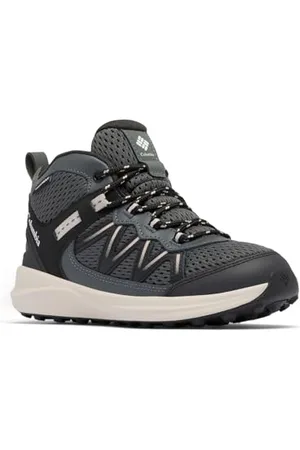 Columbia Youth Unisex Peakfreak Rush Mid Waterproof, Waterproof Mid Rise Trekking and Hiking Boots, Black/Grill, 5