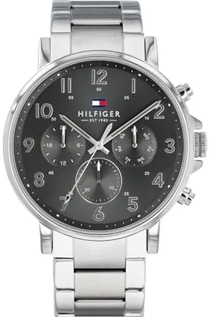 Tommy Hilfiger Orologio Analogico Multifunzione al Quarzo da Uomo con Cinturino in Acciaio Inossidabile Argentato - 1710382