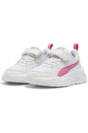 PUMA Trinity Lite AC+ Inf, Scarpe da Ginnastica Unisex-Bimbi 0-24, Bianco Magico Rosa Vapore Grigio, 20 EU