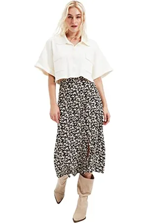 Trendyol Gonna dettagliata con Motivo Floreale a Piastrelle, , 68 Donna