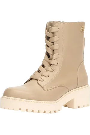 Tommy Hilfiger Donna Stivali Mezza Gamba Chic Mid Heel Leather Lace-Up con Tacco, , 41