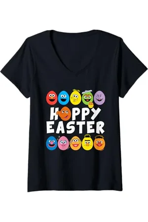 Sesamstraat Donna Hoppy Easter Character Eggs Maglietta con Collo a V