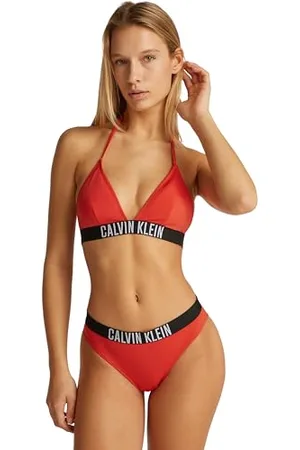 Calvin Klein Donna Top Bikini a Triangolo Imbottitura Estraibile, Rosso (Flaming Chili), M