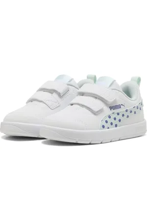 PUMA Courtflex V3 Dotty V Inf, Scarpe da Ginnastica Bimba 0-24, Bianco Blu Pacifico, 21 EU