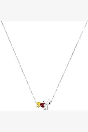 Peanuts Snoopy & Woodstock NF00747SRPL-18.PH - Collana con ciondolo a forma di cuore, Misura unica, Ottone, Nessuna pietra preziosa
