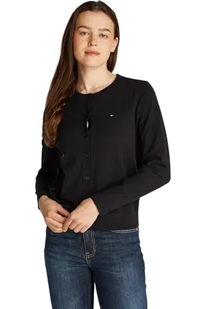 Tommy Hilfiger Donna Cardigan Jersey Stitch Cardigan Elegante, Nero , M