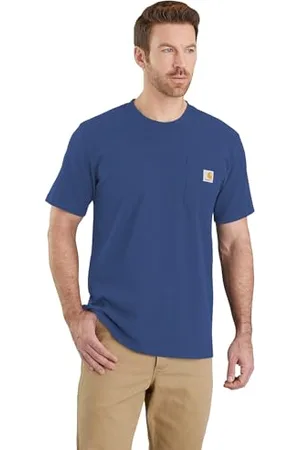 Carhartt Relaxed Fit Heavyweight Short-Sleeve K87 Pocket T-Shirt, Maglietta da Lavoro Utility Uomo, (Deep Ocean), XS