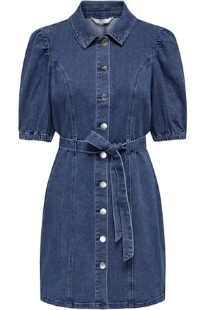 ONLY Onlvibbe SS Belt DNM Dress MBD Noos Abito in Jeans, , XS Donna