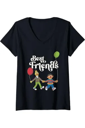 Sesamstraat Donna Best Friends, bianco, Maglietta con Collo a V