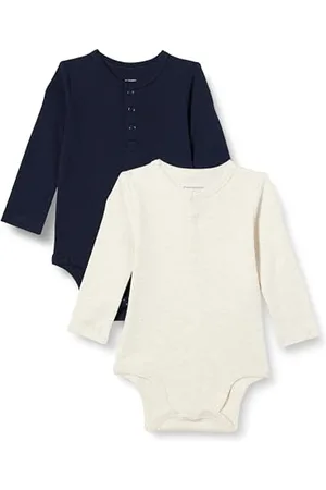 Amazon Body Henley a Maniche Lunghe Unisex Bimbi, Pacco da 2, , 3-6 Months