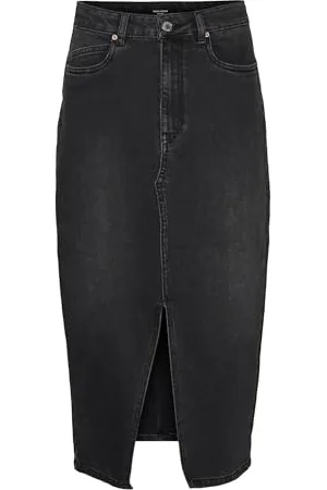 VERO MODA Gonna in Denim Lunghezza al Polpaccio con Spacco 5 Tasche Maxi Skirt, Colore: , Taglia:S
