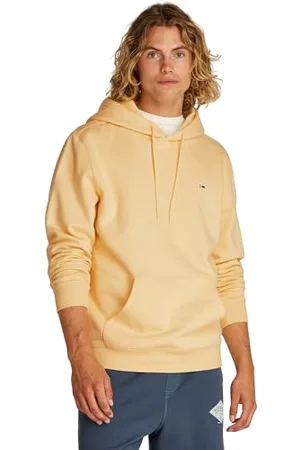 Tommy Hilfiger Uomo Felpa Regular Fit Flag Fleece con Cappuccio, (Custard Cream), S