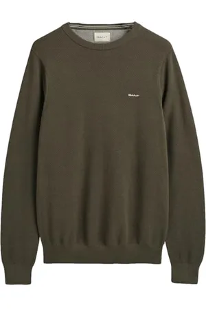 GANT Cotone piqué con Scollo a C Maglione, , L Uomo