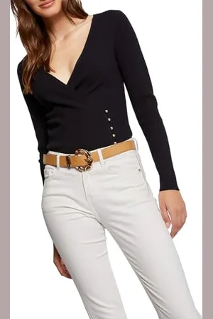 Morgan 241-MCAT Maglione a Maniche Lunghe con Scollo Cache-Coeur, Colore: Blu Navy, Taglia: L, , L Women