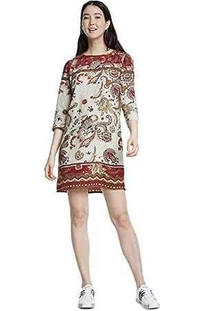 Desigual Vest_Praga Vestito, (Crudo 1001), 42 (Taglia Produttore: 36) Donna