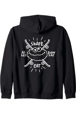 Sesamstraat Skate All Day Every Day White, Felpa con Cappuccio