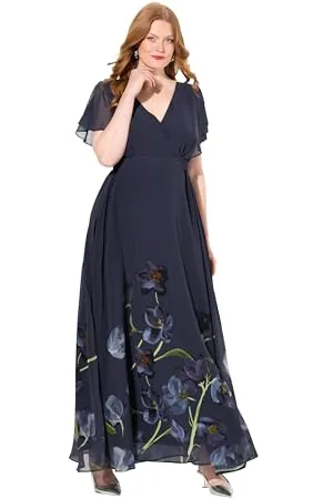 Ulla Popken Vestito con Stampa Floreale e Cintura Abiti, , 56-58 Donna