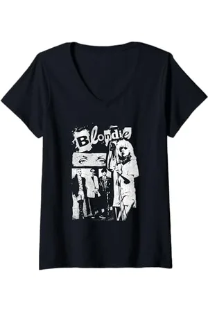 Blond Amsterdam Donna Punk Zine Collage Vintage Band Maglietta con Collo a V