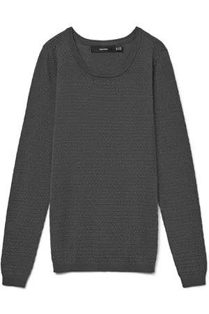 VERO MODA Vmcare Structure LS O-Neck Blouse Noos, Felpa Donna, (Dark Grey Melange), 44 (Taglia Produttore: Large)