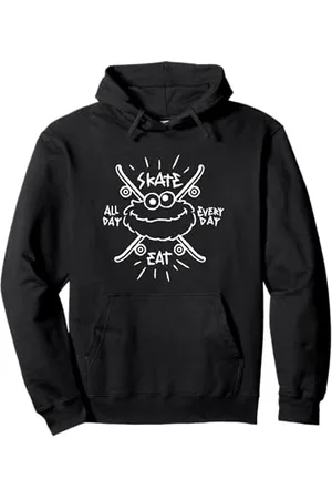 Sesamstraat Skate All Day Every Day White, Felpa con Cappuccio