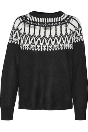 VERO MODA Vmsimone LS Nordic Pullover Ga Rep Boo Maglione Lavorato a Maglia, , S Donna