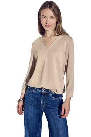 Street one A322911 Camicia Effetto Lino, Sheer Beige Mel, 52 Donna