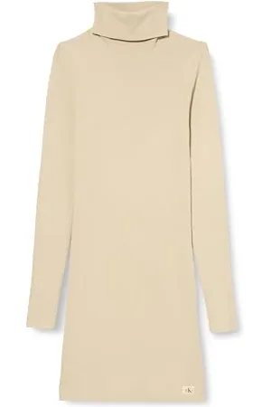 Calvin Klein Jeans Donna WOVEN LABEL TIGHT SWEATER DRESS J20J224150, Grey (Pelican), M