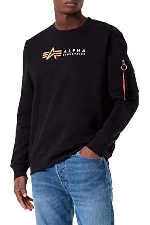 Alpha Industries Alpha Label Felpa da Uomo Pullover, Black