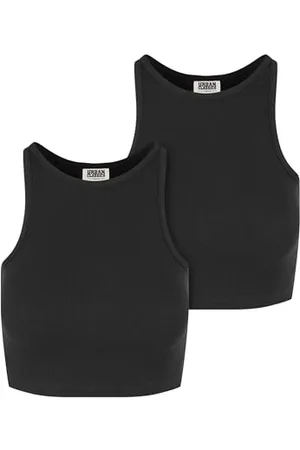 Urban classics Ladies Organic Cropped Rib Top 2 Pack Canottiera, , S Donna