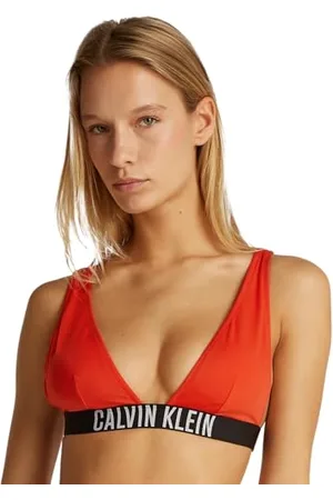 Calvin Klein Donna Top Bikini Bralette Imbottitura Estraibile, (Flaming Chili), XL