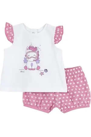 chicco Completo Bambina, T-shirt e Pantaloncini, con Tenere e Simpatiche Fantasie, Designed in Italy, Abbigliamento Neonata 0-24 Mesi, Idee Regalo Nascita