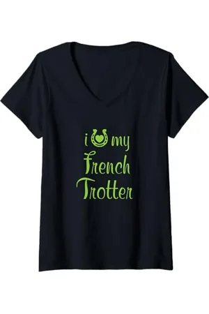 Hip Donna I Love My French Trotter Horse, show trainer equestre Maglietta con Collo a V