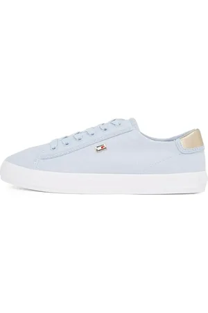 Tommy Hilfiger Donna Sneakers Vulcanizzate Canvas Lace Up Eleganti, Blu (Breezy Blue), 36