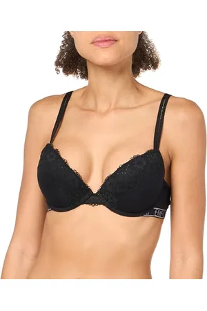 Emporio Armani Eco-Viscose Lace Natural Push Up Bra, Push Up Bra Donna, (Black), 32B