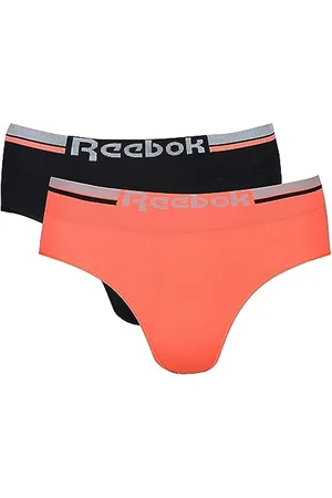 Reebok Damen Seamless Briefs in Schwarz & Orange-Packung mit 2 Stück Slip, , XS da Donna